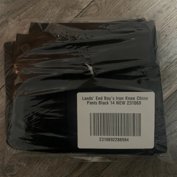 NWT LANDS' END BOY'S IRON KNEE PLEATED CHINO PANTS BLACK 4 - Picture 6 of 11